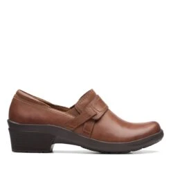 Clarks Angie Poppy Dark Tan Leather