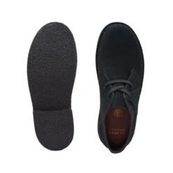 Clarks Desert Boot Older Black Suede -Clarks Shoes Store 26168039 W 7