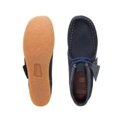 Clarks Wallabee Boot Older Navy Combination -Clarks Shoes Store 26168133 W 7