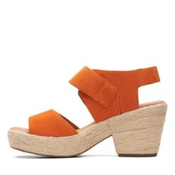 Clarks Kimmei Hi Strap Orange Suede -Clarks Shoes Store 26171010 W 5