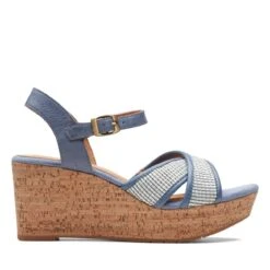 Clarks Elleri Plum Denim Blue Leather