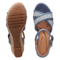 Clarks Elleri Plum Denim Blue Leather -Clarks Shoes Store 26171440 W 7