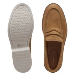 Clarks Atticus LT Slip Dark Sand Suede -Clarks Shoes Store 26172440 W 7